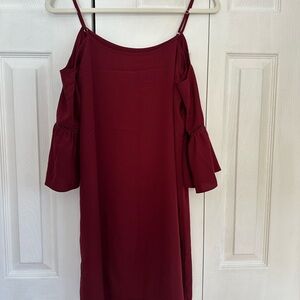 Burgundy Off-Shoulder Dress